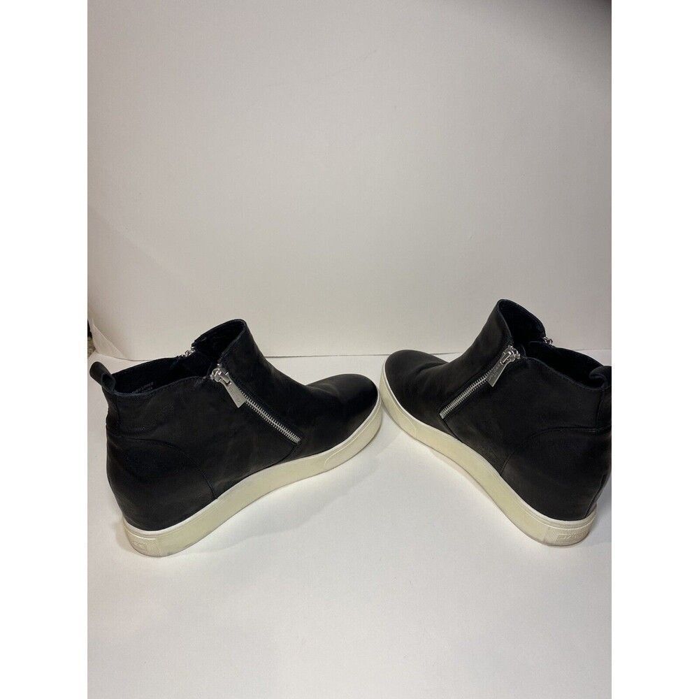 J/ Slides Sky Black Leather  Booties Fashion Sneaker Wedge Double Zip Women’s 10 - Picture 4 of 7